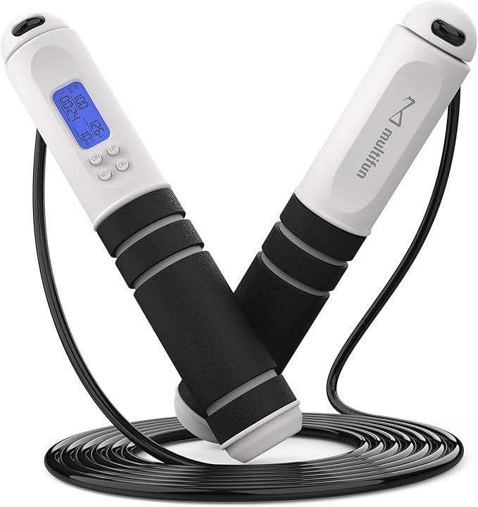 Jump Rope, Adjustable Digital Jump Rope with Calorie Counter, Ball Bearings & Alarm – Ideal for Fitness, CrossFit, Boxing, MMA, Gym – Multifunctional Speed Skipping Rope