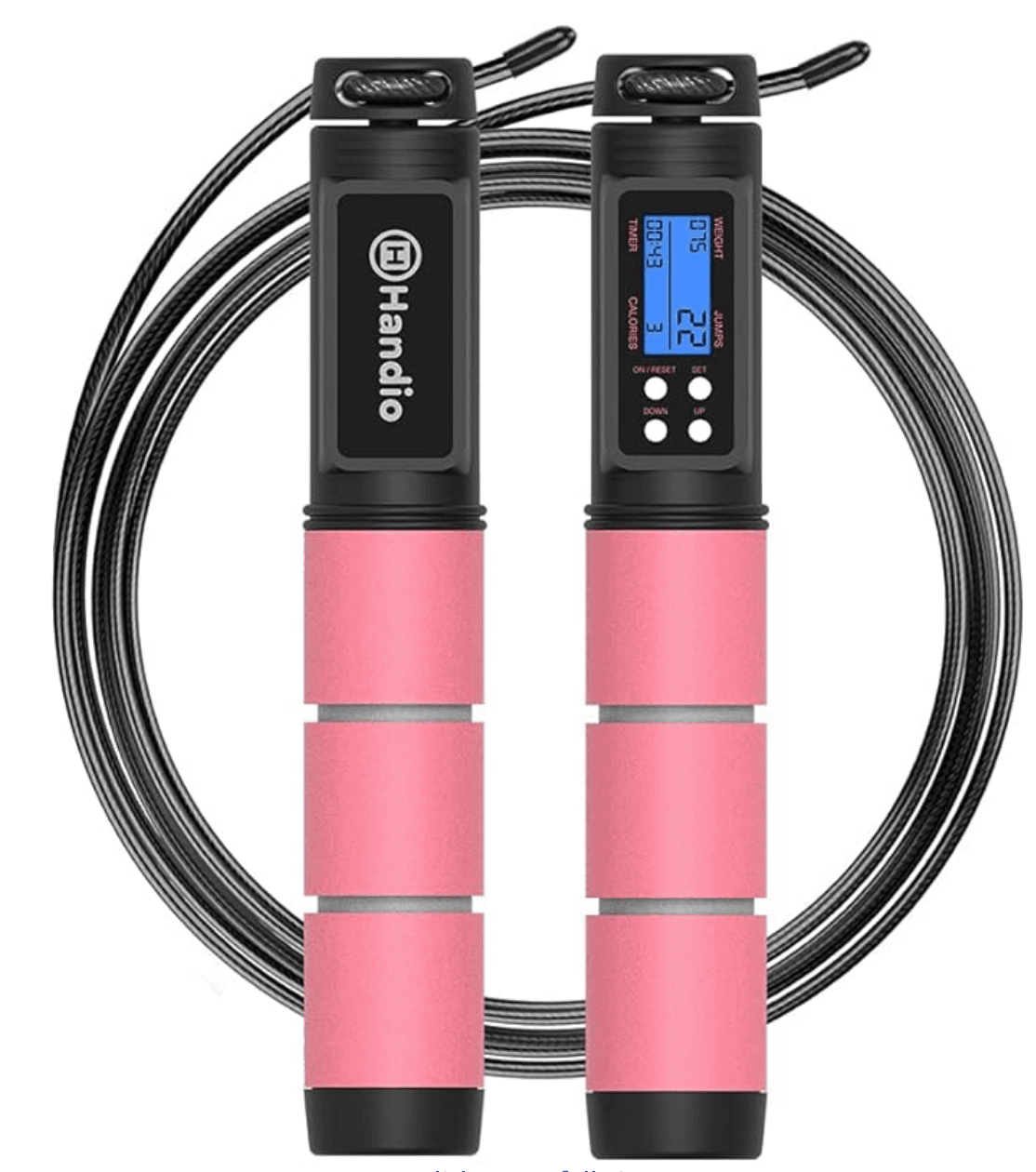 Jump Rope, H Handio Jump Rope with Counter, Workout Jumping Rope with Steel Ball Bearings, Adjustable Length Speed Skipping Rope for Men Women Kids Home Gym, Crossfit, Fitness Exercise